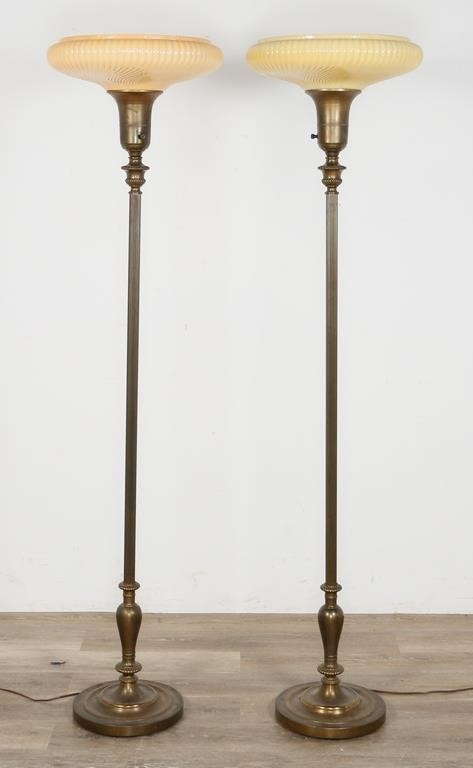 Appraisal: Pair of Art Deco style torchiere floor lamps th century