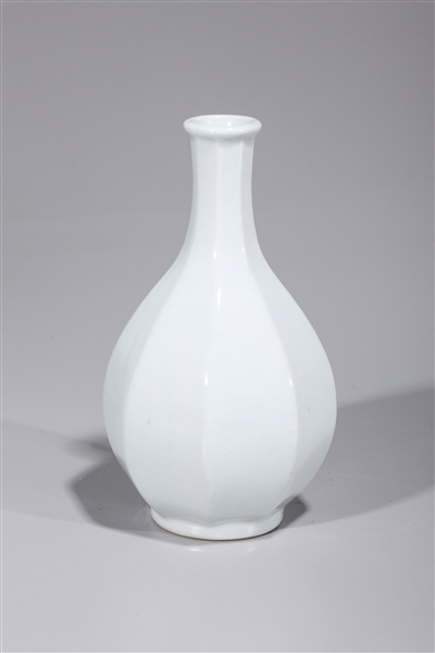 Appraisal: Korean white glazed faceted vase minor firing flaws some discoloration