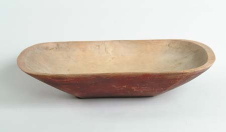 Appraisal: SIGNED TH CENTURY SIGNED WOODEN CHOPPING BOWL IN OLD RED