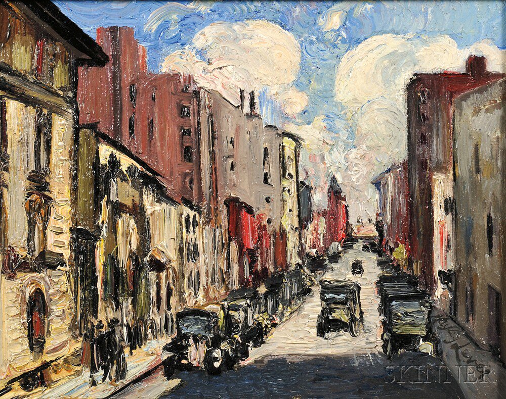 Appraisal: Haley Lever American - Downtown Street Scene Signed Haley Lever