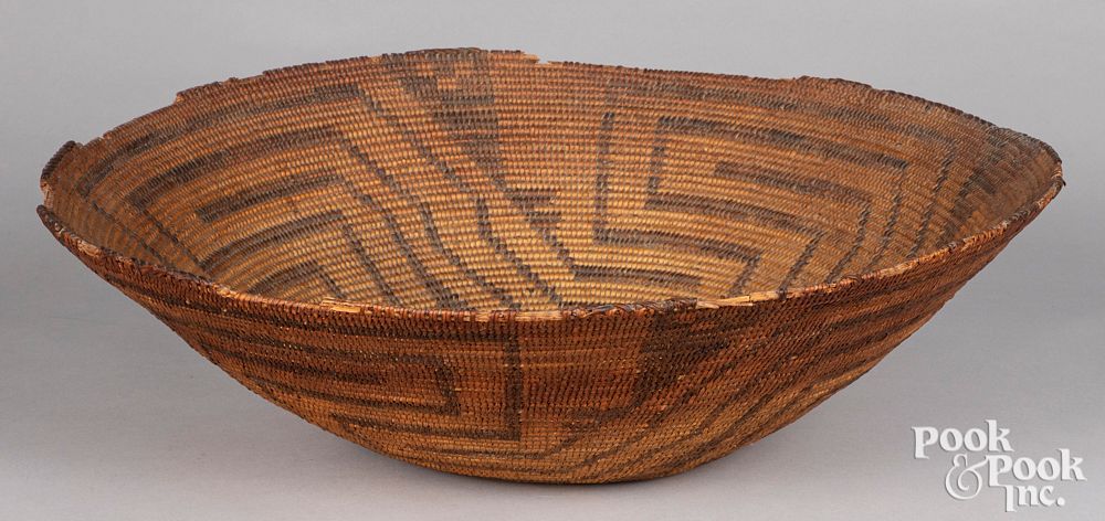 Appraisal: Pima Indian coiled basket Pima Indian coiled basket dia Condition