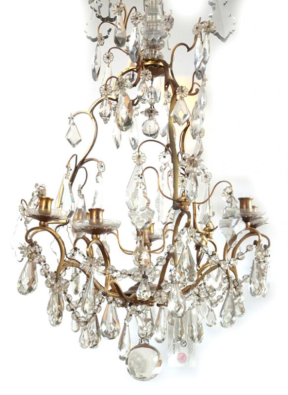 Appraisal: A FRENCH CRYSTAL AND BRASS CHANDELIER with an open work