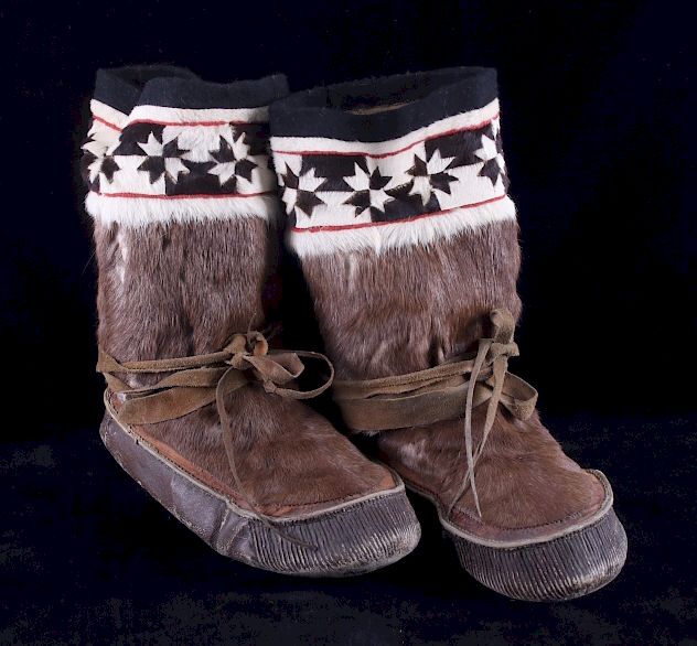 Appraisal: Alaskan Inuit Eskimo Caribou Mukluks This is a pair of