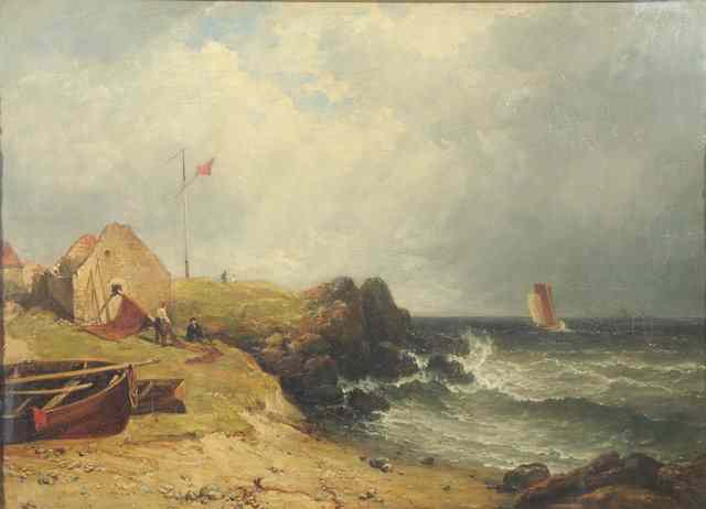 Appraisal: Edmund Thornton Crawford - Fishermen preparing the nets off a