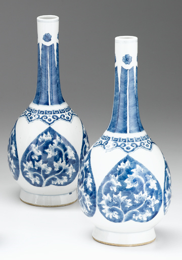 Appraisal: Pair of Chinese blue and white porcelain bottle vaseskangxi mark