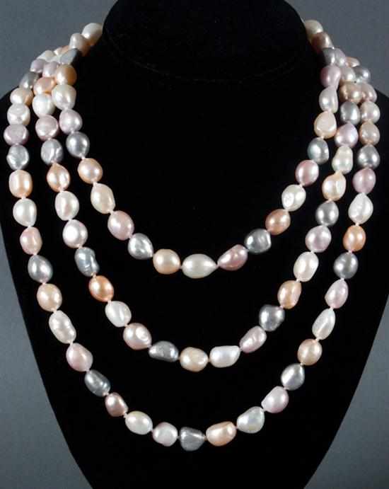 Appraisal: Multi-colored cultured baroque pearl necklace pearls approximately mm diameter approximately