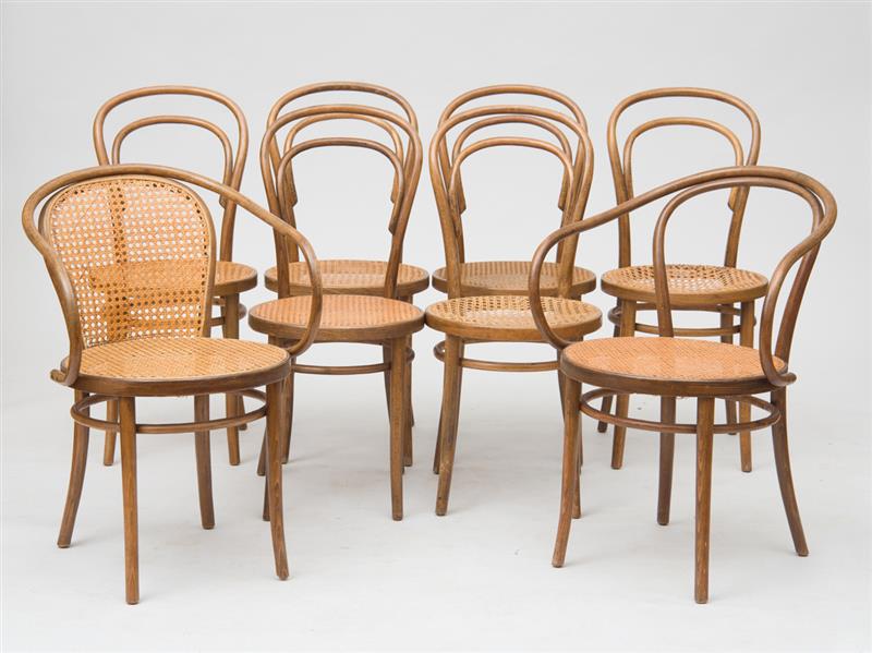 Appraisal: ASSEMBLED GROUP OF EIGHT BENTWOOD AND CANED DINING CHAIRS AFTER