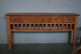 Appraisal: A th Century pine rectangular side table including five drawers