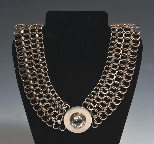 Appraisal: An Anders H gberg Swedish silver gold and paste necklace