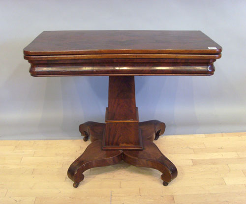 Appraisal: Two Empire mahogany card tables ca h w and h