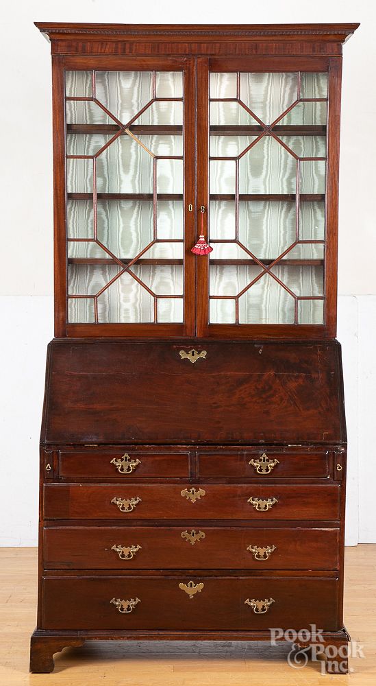 Appraisal: George III mahogany secretary ca George III mahogany secretary ca