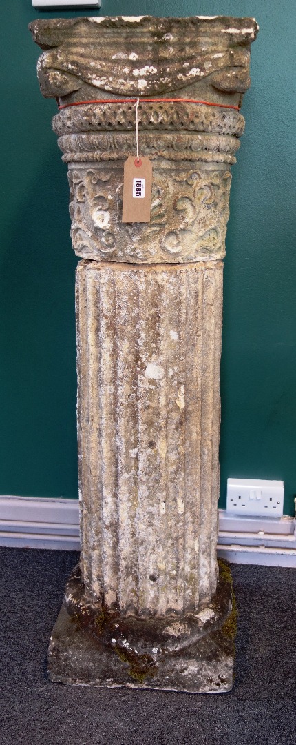 Appraisal: A pair of early th century carved sand stone columns