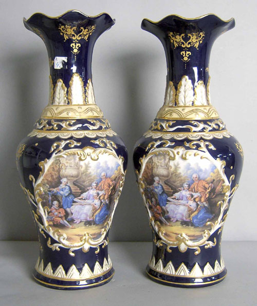 Appraisal: Pair of cobalt ground Vases marked Limoges h