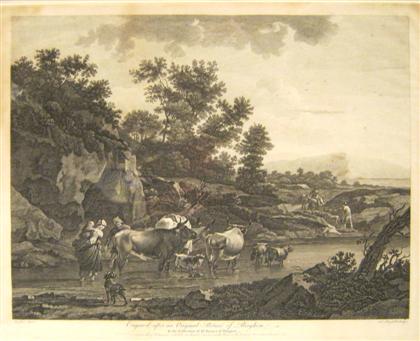 Appraisal: piece Engraving Boydell John engraver Bucolic stream with cattle After