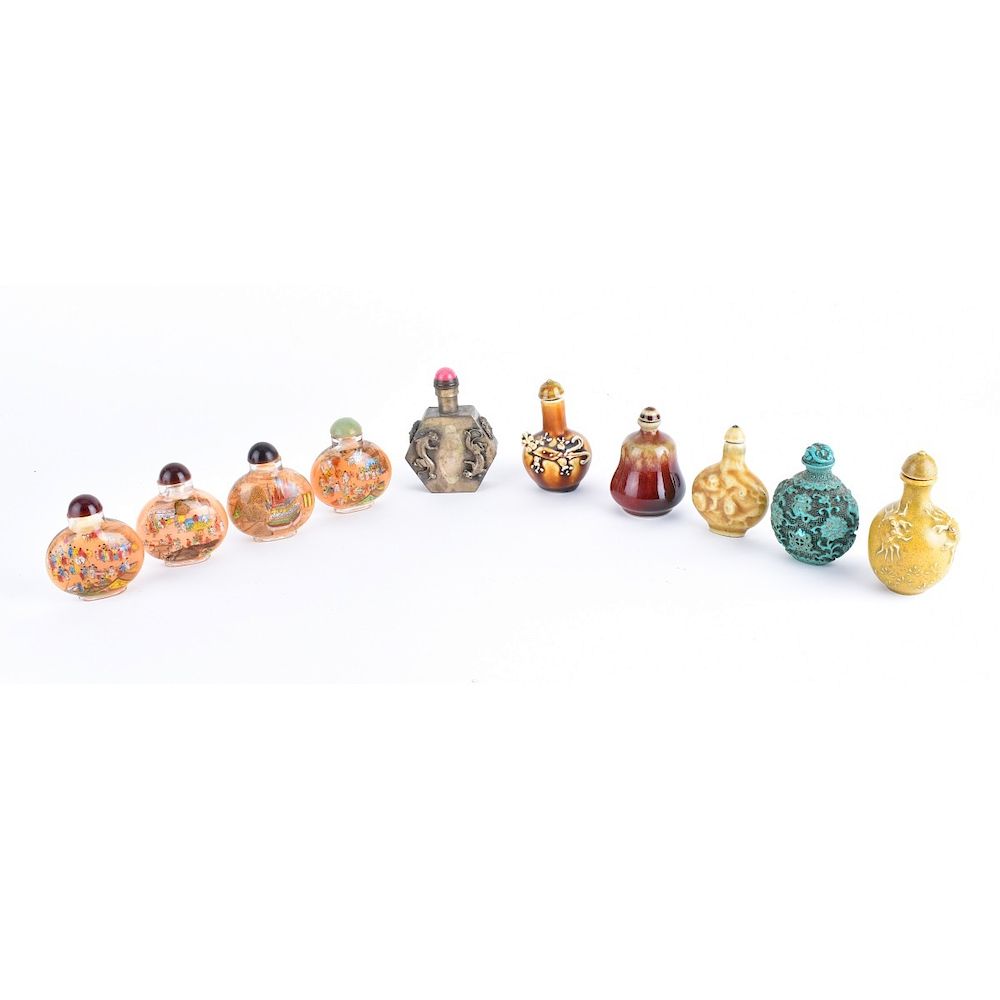 Appraisal: Ten Chinese Snuff Bottles Grouping of Ten Chinese Snuff Bottles