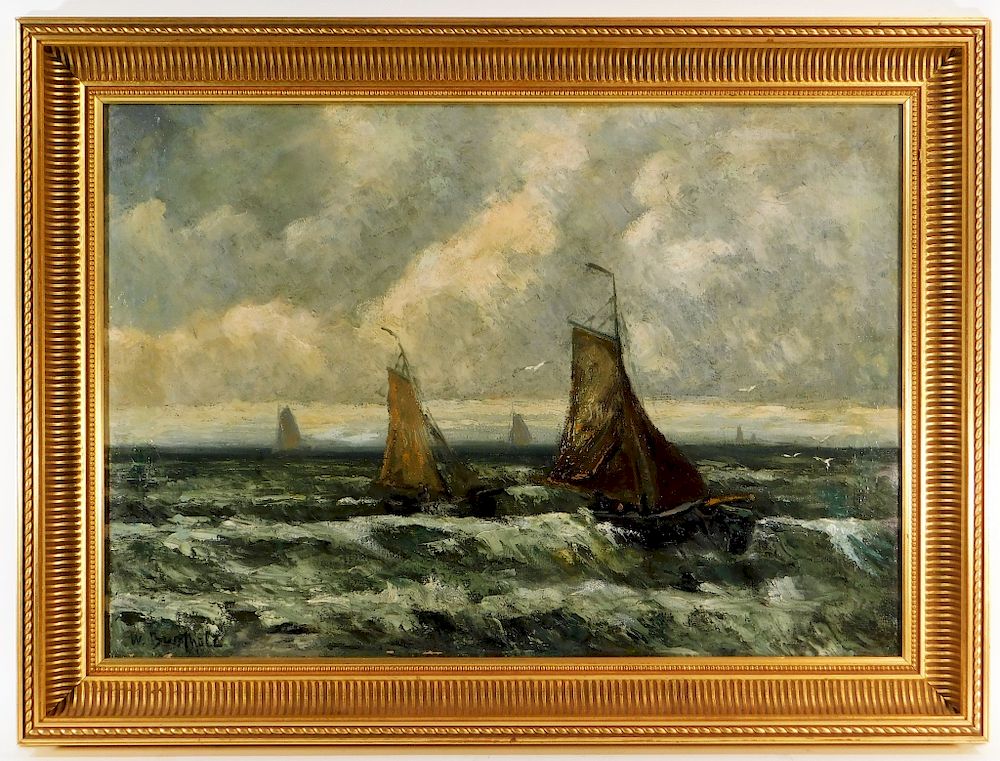 Appraisal: European Impressionist Stormy Seascape Painting Europe th Century Maritime work