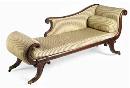 Appraisal: A George IV simulated rosewood and upholstered chaise longue covered