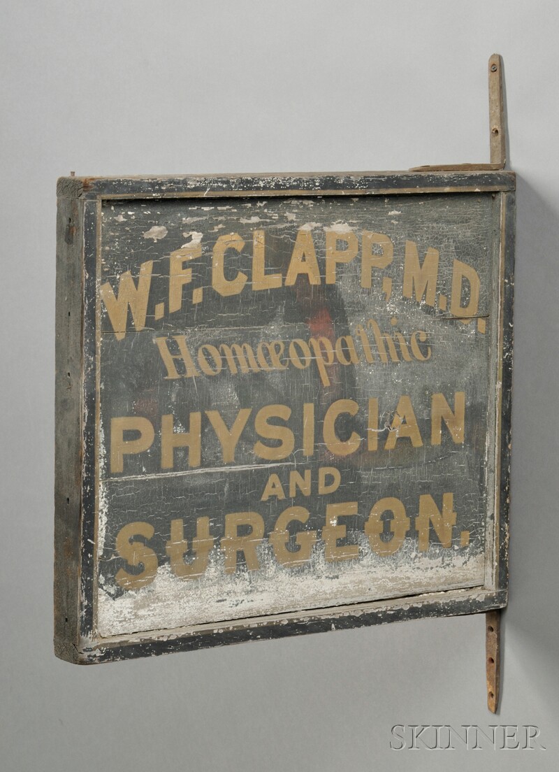 Appraisal: Painted and Gilded Wood and Iron W F CLAPP Homeopathic