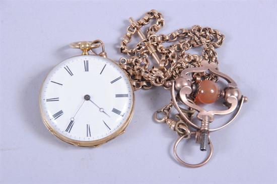 Appraisal: GOLD-FILLED POCKET WATCH AND CHAIN