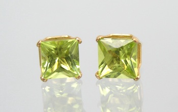 Appraisal: A Pair of Peridot Ear Studs Mounted in k yellow