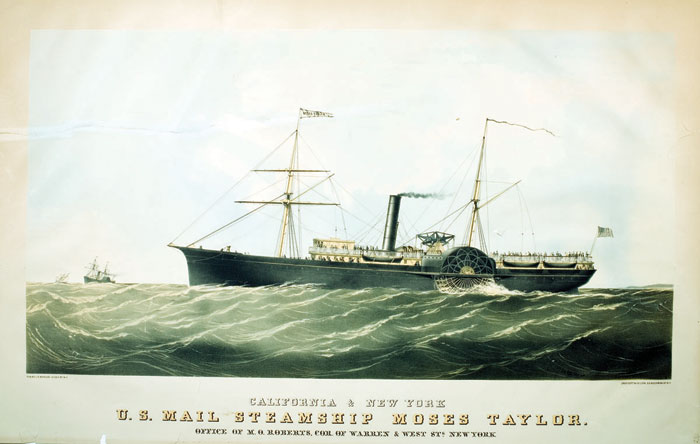 Appraisal: U S MAIL STEAMSHIP MOSES TAYLOR Giant-folio handcolored lithograph published