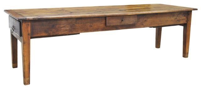 Appraisal: French Provincial fruitwood farmhouse table th c plank top over