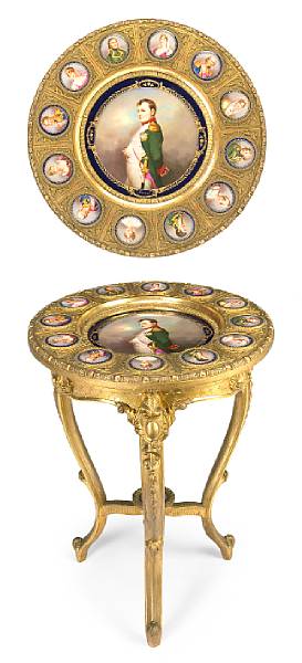 Appraisal: A Napoleon III porcelain and gilt bronze mounted carved giltwood