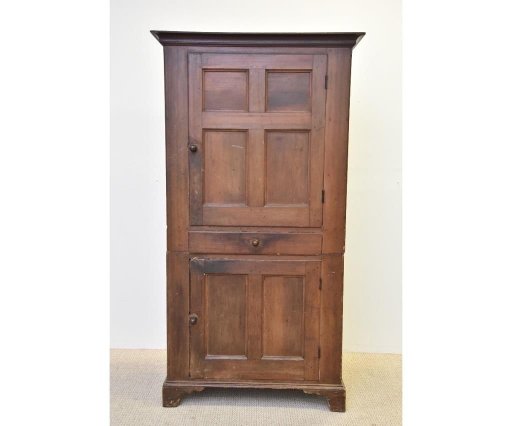 Appraisal: Pennsylvania country poplar two-piece cupboard circa h x w x