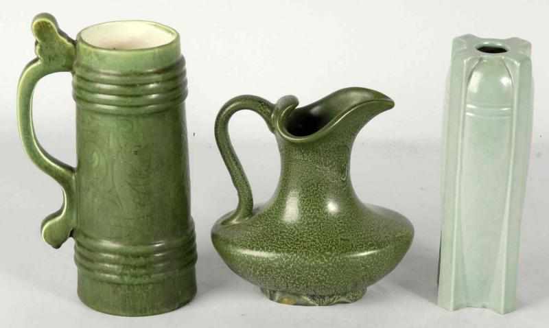 Appraisal: Lot of Pottery Pieces Description Includes two Hampshire handled green