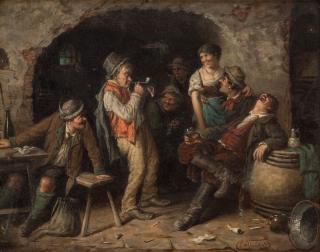 Appraisal: CARL SCHLEICHER AUSTRIAN - The Merry Tavern oil on panel