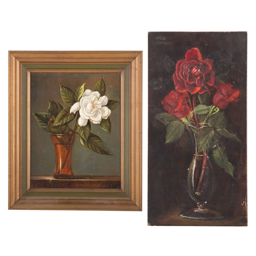 Appraisal: Carol Sheppard Two Floral Still Lifes oils Two oils on