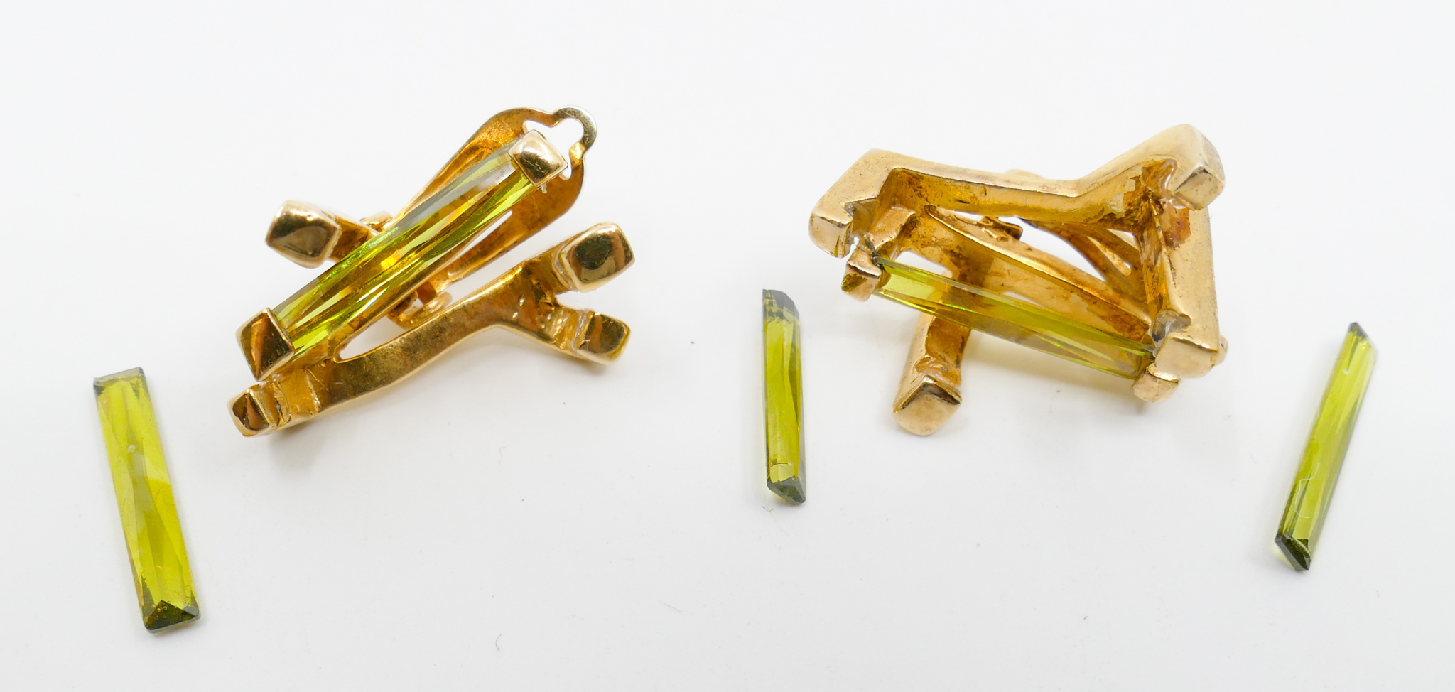 Appraisal: Pair Modernist k Peridot Art Earrings '' - Grams TW