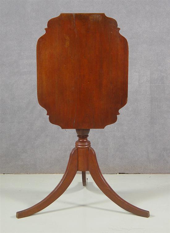 Appraisal: Mahogany Tilt Top Candlestand Early th Century Cloverleaf top design