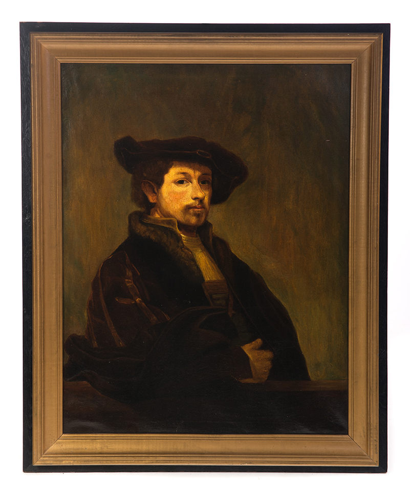 Appraisal: FRAMED OIL ON CANVAS STUDENT COPY OF A REMBRANDT SELF