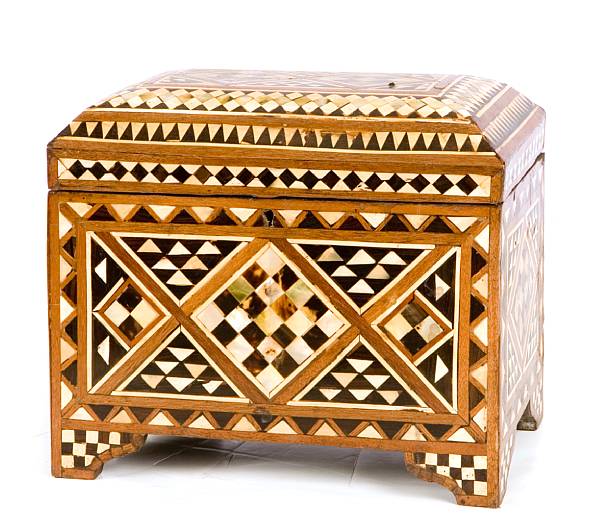 Appraisal: A Moorish style inlaid document box height in width in