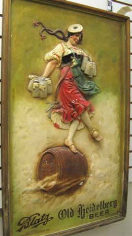 Appraisal: BLATZ OLD HEIDELBERG BEER SIGN depicting a bar maid carrying