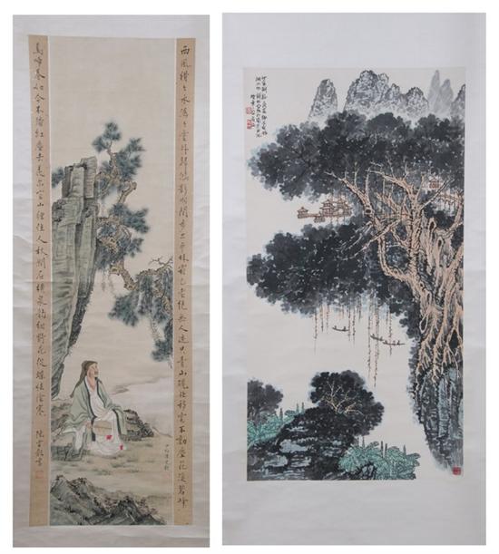 Appraisal: ATTRIBUTED TO CHEN SHAOMEI Chinese th century Scholar in Landscape