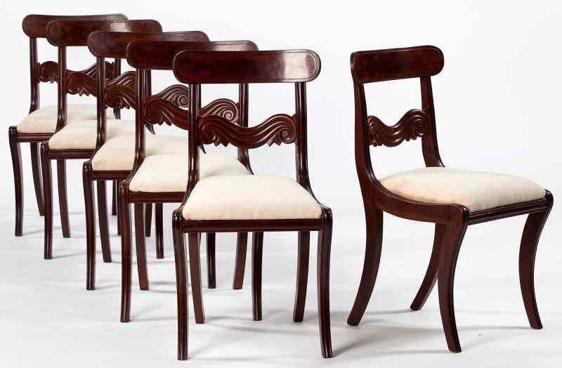 Appraisal: Set of Six American Neo-Classical Dining Chairscirca Boston provenance mahogany