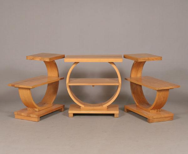 Appraisal: Set of Art Deco blonde occasional tables constructed of molded