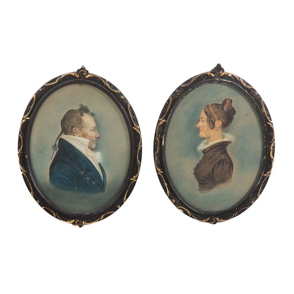 Appraisal: American School c Pair of Portraits w c Pair of