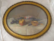 Appraisal: Still life Oval oil on board initialled BS Beltrami x