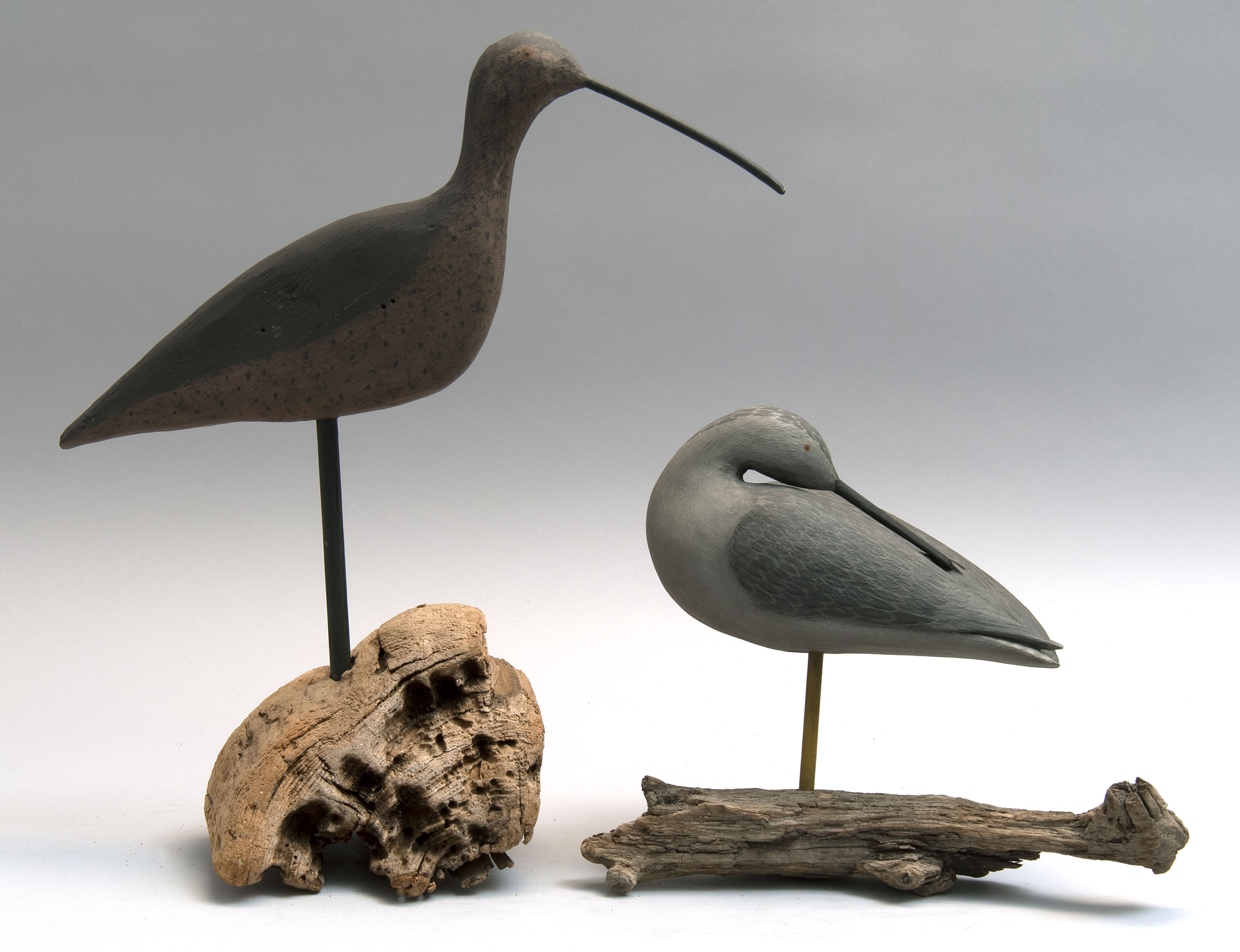 Appraisal: TWO SHOREBIRD CARVINGS Cape Cod th CenturyBy Herbert Hughes A