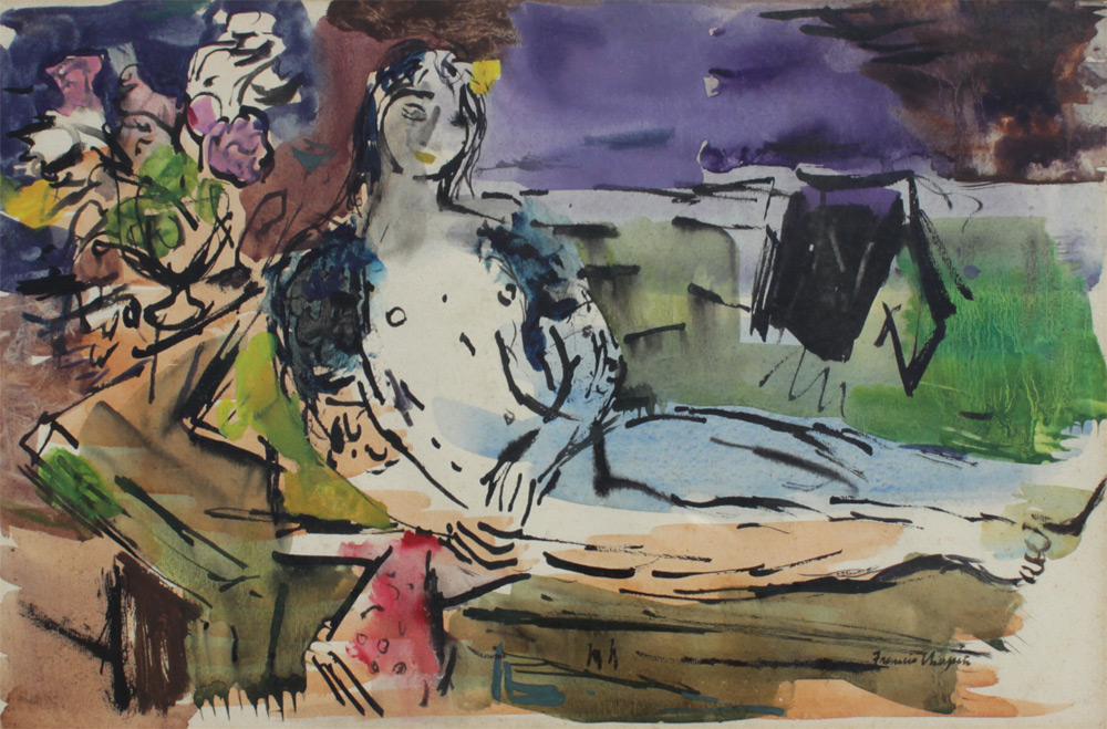 Appraisal: CHAPIN Francis American - ''Frieda'' Reclining Nude Watercolor Sight size