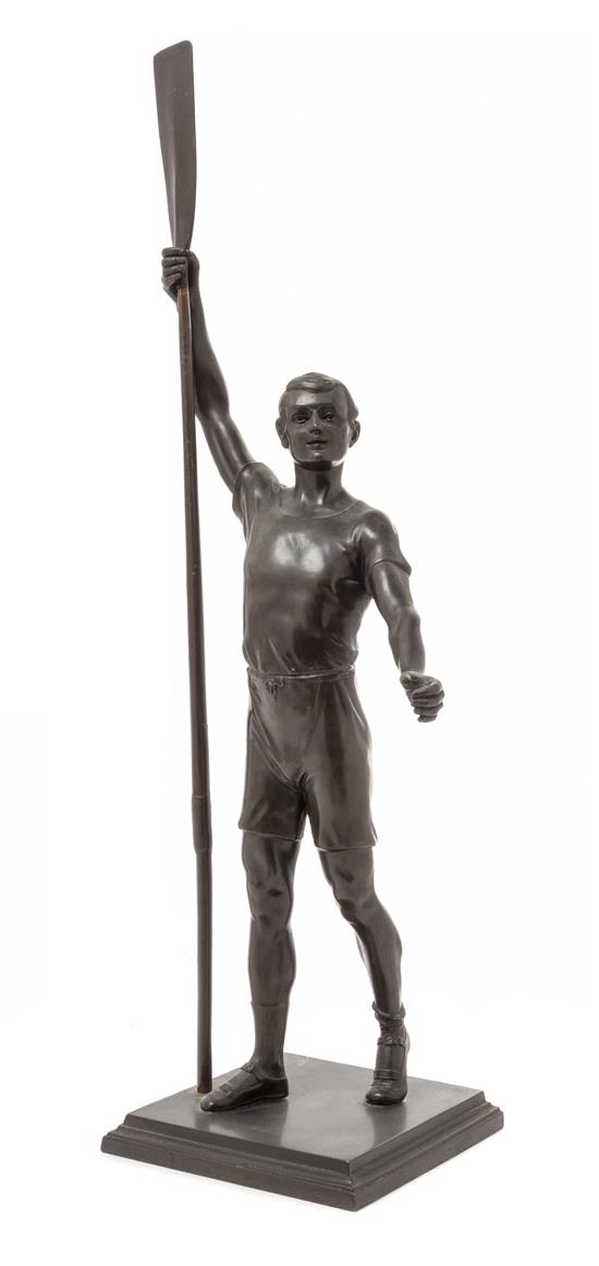 Appraisal: Sale Lot A Continental Bronze Figure depicting a rower with