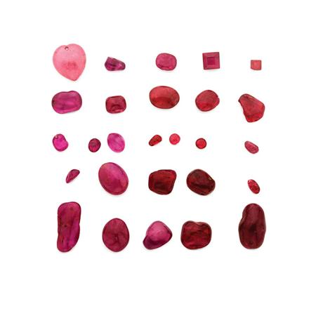 Appraisal: Unmounted Tumbled Rubies and Three Synthetic Rubies Estimate -