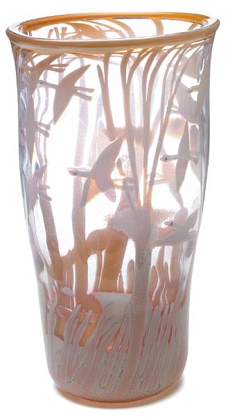 Appraisal: Stephen Dale Edwards American born Vessel with Birds clear graal