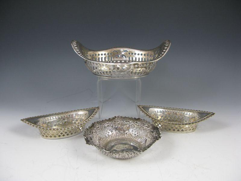 Appraisal: Four Silver Sweatmeat Nut Dishes the first a circular bowl