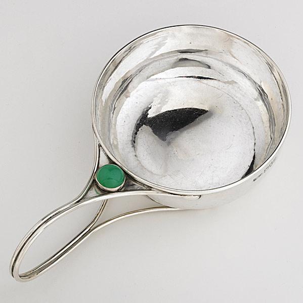 Appraisal: CHARLES ASHBEEGUILD OF HANDICRAFTSterling silver and chrysoprase porringer Stamped G