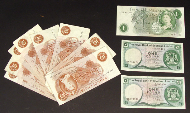 Appraisal: Collection of British bank notes including a one pound note