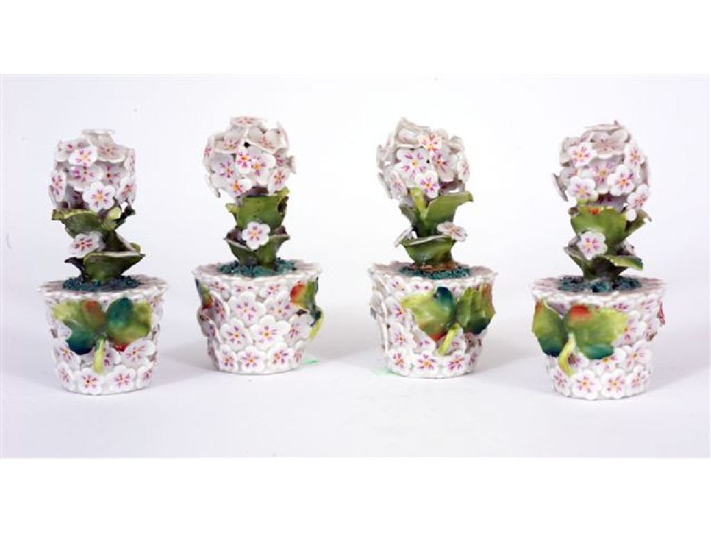 Appraisal: SET OF FOUR SITZENDORF FLORAL-ENCRUSTED POSIES late th early th